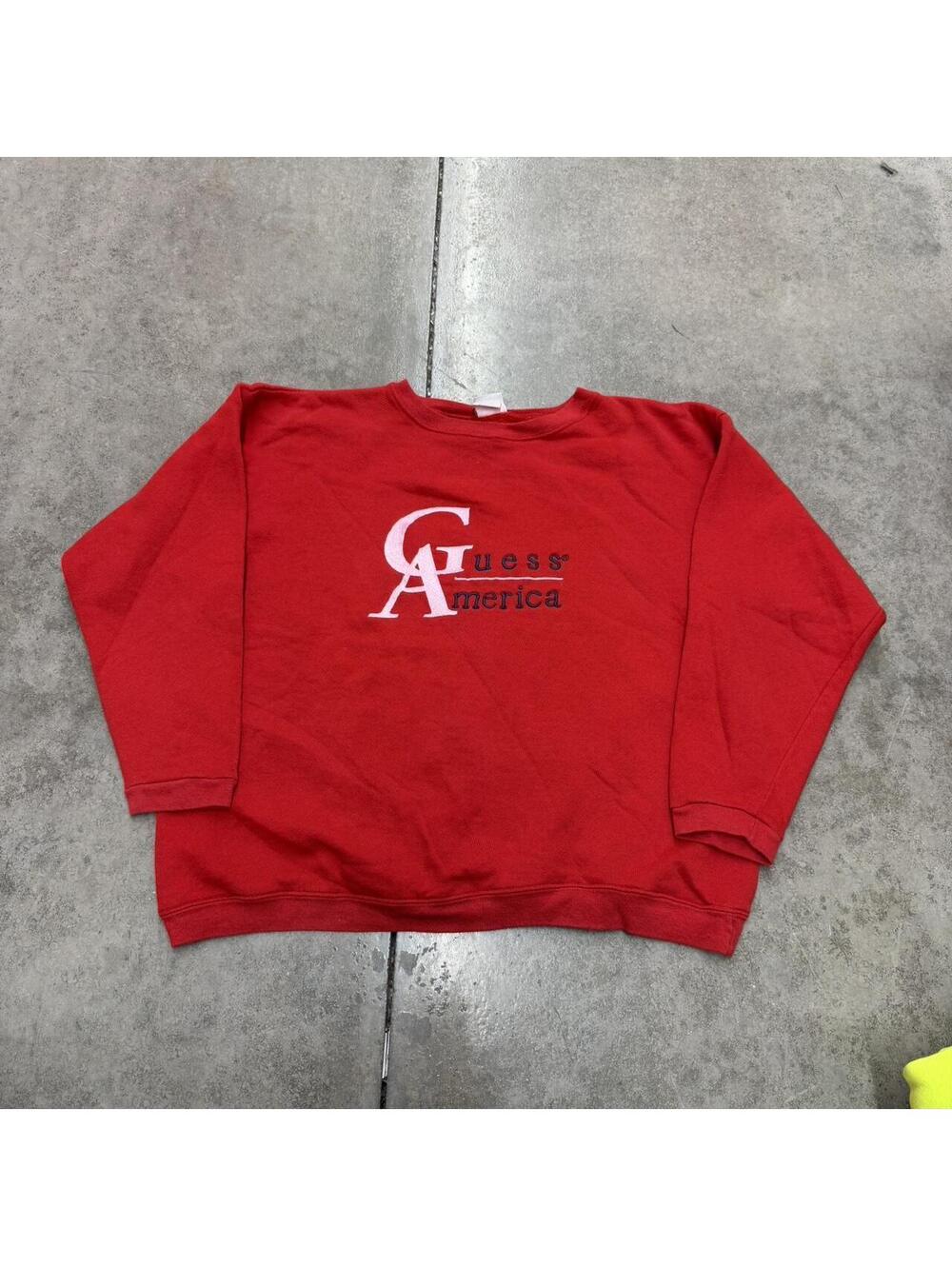 vintage guess america made in usa red spell out crewneck size medium